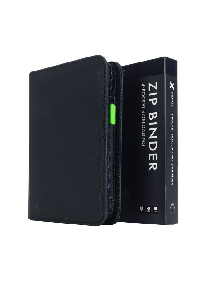 Vault X 4 Pocket Trading Card Zip Binder, 160 Cards, Premium Exo-Tec Album Material, 20 Side-Loading Pages, Folder for Collectible Games, Sports, TCG (Black) - Image 1